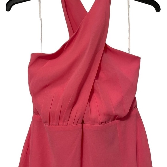 Lulus Flirty Chic Bright Pink Cutout Twist-Front Halter Midi Dress NWT LARGE - Picture 10 of 11